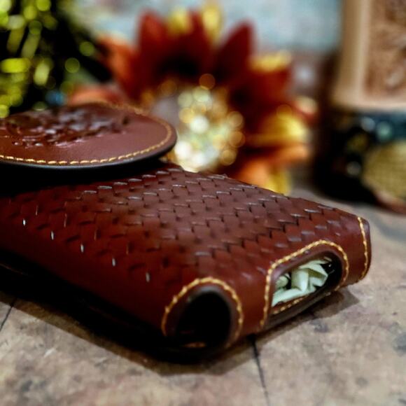 Centenario Embossed Western Genuine Leather Phone Case Belt  Centenario Embossed Cell Phone Holster genuine Leather Belt Loop Basketweave